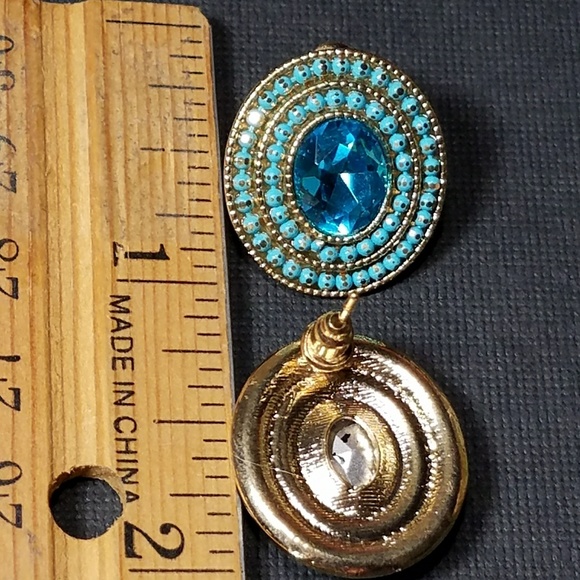 Blue Oval earrings new - Picture 2 of 2